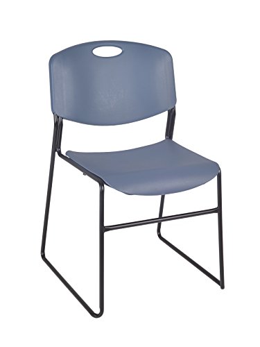 Image of Regency Kobe 66 x 24 in. Mobile T-Base Training Table- Cherry, 2 Zeng Stack Chairs- Blue