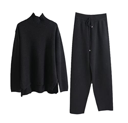 Survêtement tricoté col roulé femme ensemble en maille premium