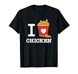 I Love Chicken T-Shirt White, Fried Chicken Heart Bucket T-Shirt
