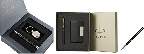 Image of Parker Vector Gift Set & Moments Vector Timecheck Gold Trim Roller Ball Pen & Frontier Chrome Trim Fountain Pen
