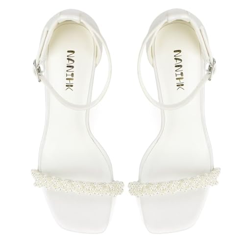 Pearl Heels Wedding Shoes for Bride Open Toe Bridal Shoes Wedding Heeled Sandals2
