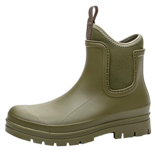 Botas De Agua Botas De Lluvia Zapatos De Agua Antideslizantes De Tubo Corto For Mujer, Zapatos De Goma For Exteriores, Botas De Lluvia For Lavado De Autos Botas De Agua Al Aire Libre(Grün,40)