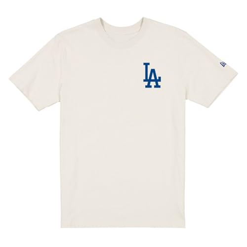 T-shirt Los Angeles Dodgers New Era blanc cassé en coton avec imprimé graphique