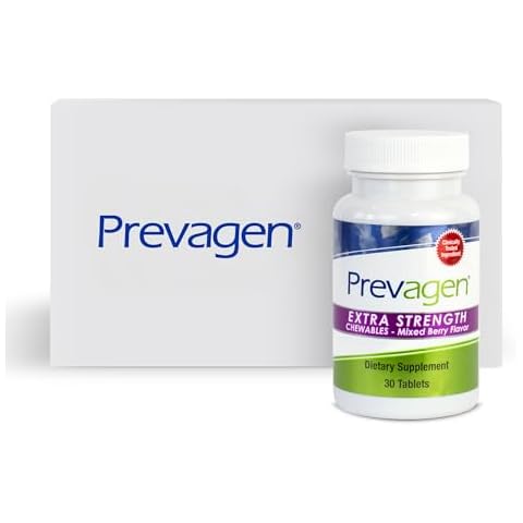Prevagen Extra Strength 20mg, 30 Chewables|Mixed Berry-1 Pack|with Apoaequorin & Vitamin D with Attractive and Stackable Prevagen Storage Box Cover