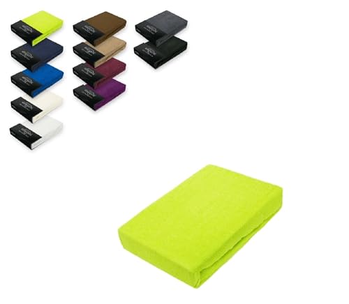 npluseins klassisches Jersey Spannbetttuch - erhältlich in 34 modernen Farben und 6 verschiedenen Größen - 100% Baumwolle, 90-100 x 200 cm, apfelgrün