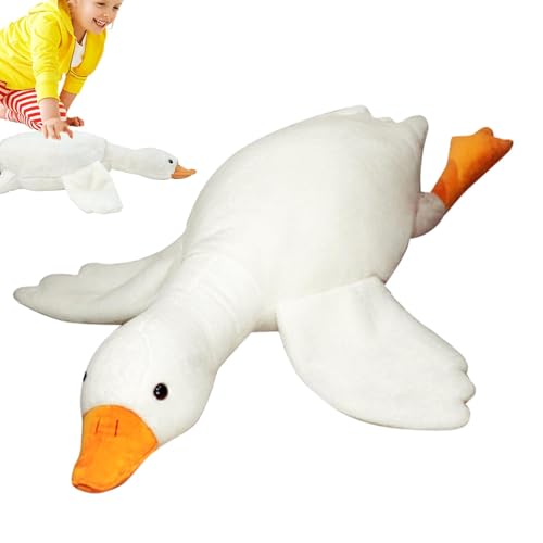 白鳥のぬいぐるみ - ホワイトガチョウのぬいぐるみ、ふわふわの柔らかい枕人形、巨大な抱きしめた |かわいいアヒルの ギフト子供男の子女の子寝室の家の装飾グッズおもちゃクッション