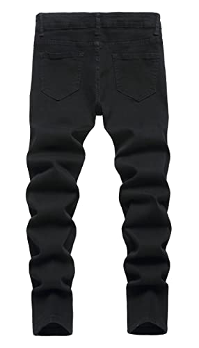 Boy's Skinny Fit Ripped Destroyed Distressed Stretch Slim Moto Biker Fashion Denim Jeans with Holes3