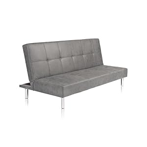 SHIITO | Modelo Levis – Sofá Cama con Apertura Clic-Clac | Donde la Elegancia y la modernidad se encuentran | Diseño Capitoné en Color Cemento | 188 x 88 x 89 cm