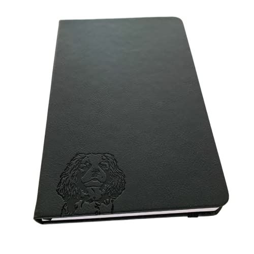 Carnet Cavalier King Charles premium en cuir noir PU et papier épais ligné 100g