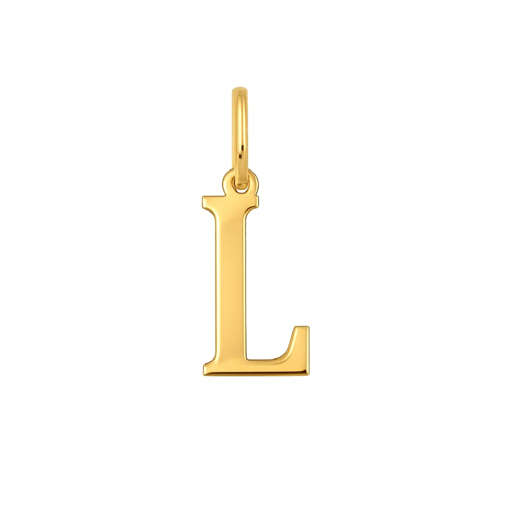 Rodium – Buchstabenanhänger L aus 585er Gelbgold – 14-Karat-Initialen-Anhänger für Halskette oder Armband – Geschenk für Frauen – hergestellt in Italien