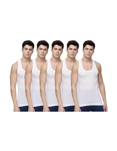 Image of Dollar Lehar Men Combed Cotton Round Neck Vest -White