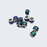 INSPIRELLE 10pcs Mood Beads Color Changing by Temperature Large Hole Barrel Spacer Beads with Stainless Steel Core 6 * 6mm