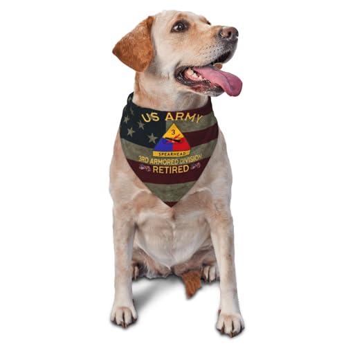 Us Army 3rd Armored Division Retired Dog Scarf Pet Bandana Cat Pet Bibs
