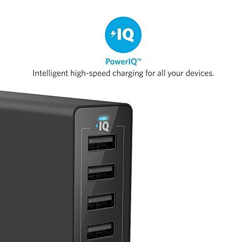 Anker PowerPort 6 (60W 6-poorts USB-lader) Familie-grote desktop oplaadadapter met PowerIQ-technologie voor iPhone, iPad, Samsung, Nexus, HTC, Nokia, Motorola en meer (Zwart) - Afbeelding 3