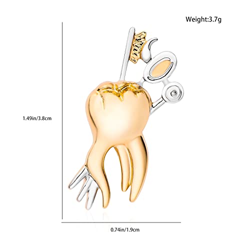 Image of Plikin 2pcs Dental Teeth Pins Brooch Medical Dentist Lapel Backpack Toothbrush Oral Care 14K Gold Plated Silver Pins Badge for Doctors Nurses