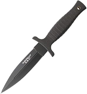 Smith & Wesson SWHRT9B 9in High Carbon S.S. Fixed Blade Knife with 4.7in Dual Edge Blade and TPE Handle for Outdoor, Tactical, Survival and EDC, Multi