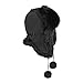 Women Fashion Trapper Hat Girl Winter Skiing Hat Ear-Flap Faux Fur Warm Aviator Hat Windproof Russia Hooded with Furry Ball Black