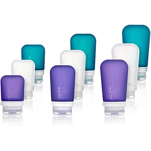 humangear GoToob Travel Bottle with locking cap 3-Pack - Small 53 ml - Clear/Purple/Turquoise, Small Cover