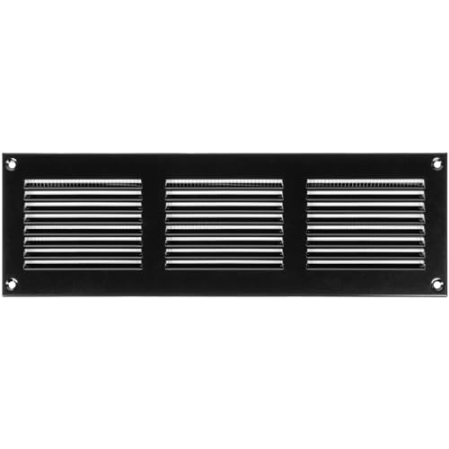 Vent Systems 300 x 100 mm Black Vent Cover – Galvanised Steel Air Return Grill with Protective Mesh Screen – HVAC Grille for Interior Walls or Ceiling Register for Home Improvement