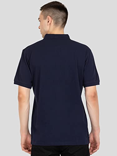 Image of MEN IN BLUE Mens Polo Tshirt | Cotton Blend Pique Knit Polo Collar Half Sleeve Regular Fit Tshirt with Embroidered Logo on Chest and Sleeve