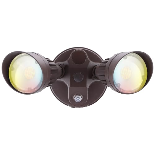 LEONLITE 3CCT Dusk to Dawn LED Security Lights, Adjustable Dual-Head Flood Light Outdoor with Photocell, 3000K/4000K/5000K Selectable, 25W(200W Equiv.), Wet Location, Aluminum, ETL Listed, Bronze
