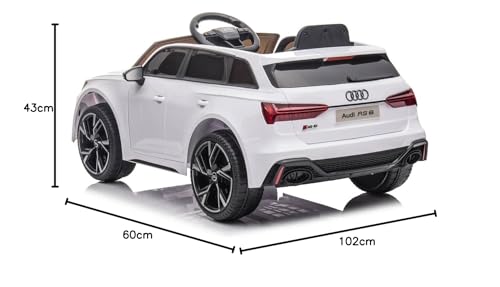 Kinderfahrzeug - Elektro Auto Audi RS6 - lizenziert - 12V7AH Akku und 2 Motoren- 2,4Ghz + MP3 + Leder + Eva (Weiss)