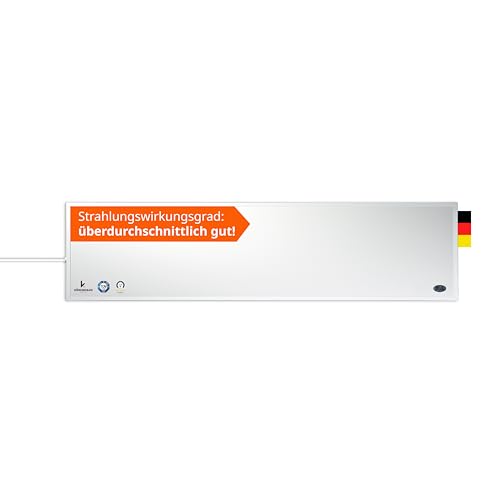 Könighaus Infrarotheizung 120x30 cm - 450 Watt ✓ 5 Jahre Garantie ✓ Doppelter Überhitzungsschutz ✓ Ultraflacher Heizkörper für 6-12 m² ✓ Die platzsparende Elektroheizung ✓ inkl. Smart Thermostat