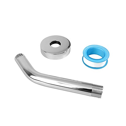 Nearmoon Shower Arm + Flange + Teflon Tape, Made Of 304 Stainless Steel, Shower Head Extension Extender Pipe Arm, Wall-Mounted For Fixed Bathroom Shower Head, Never Rust (6 Inch, Chrome Finish) #TOP3