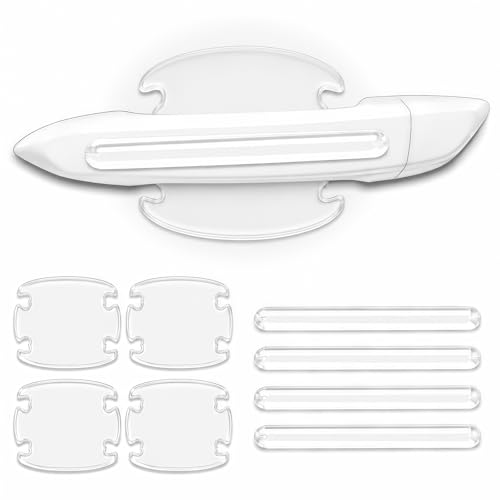 8PCS Clear Car Door Handle Protector Film Transparent Anti-Scratch & Waterproof for Door Bowl Rear View Mirror Protection Durable Paint Protection for Cars SUVs Trucks Sedans - Universal Fit