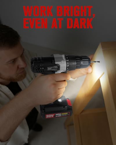 Image of Cordless Drill Set with Battery and Charger, AVID POWER 20V MAX Lithium lon Power Drill Kit, 550RPM Variable Speed & 3 /8-Inch Keyless Chuck,16 Position and 22pcs Drill Bits(Black)