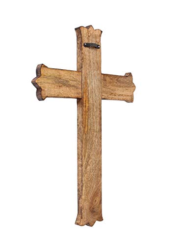 STORE INDYA Wooden Wall Cross Plaque Hanging with Celtic Hand Carvings Religious Crosses Altar Home Decor - Thumbnail 3