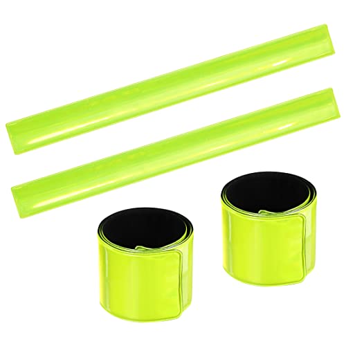 O-Kinee Reflektorband 4 pcs,Schnapparmband Reflektor,Reflektorbänder Schnapparmbänder reflektorband Klatscharmband Sicherheitsband für Jogger und Radfahrer(Grün 4 pcs)