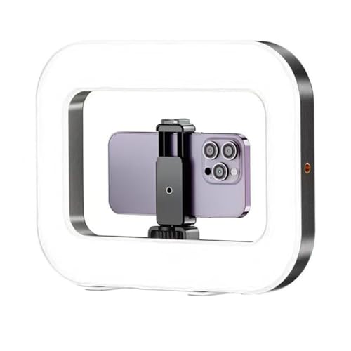 Vilgftyiet Anillo de luz LED portátil de mano Selfie Fill Light con temperatura bicolor ajustable Diseño cuadrado Cámara recargable USB Luz de fotografía para grabación de video Smartphone Negro
