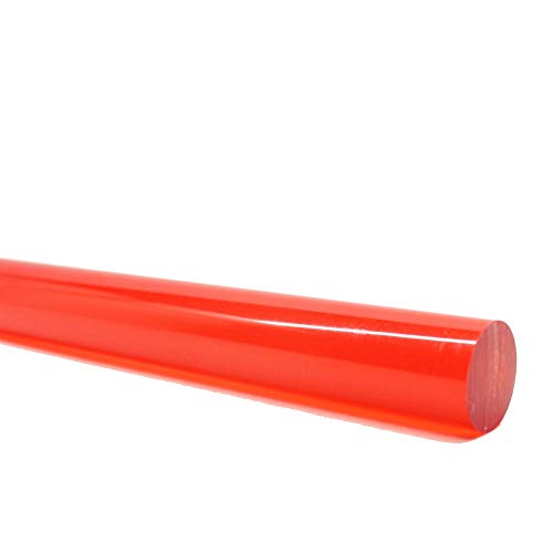 Acrylic Lucite Rod Dowel - 3/4" (19.05mm) x 24" (610mm) - One Rod (Red) - Image 2