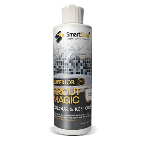 Smartseal Grout Magic – Dark Brown, 237ml – Professional Reviver & Colour Restorer – Long-Lasting Sealer Superior to Grout Pens & Paint – 15-Year Durability