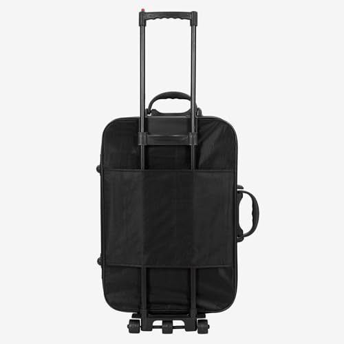 Image of Trolley Bag 20 Inch Cabin Size | Soft Shell Travel Suitcase with Reinforced Stitching Lightweight Fabric Luggage for Flight Cabin | Blue (Black)