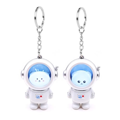 JZK 2x Porte-clés astronaute à LED Cartoon cosmonaute porte-clés spationaute mignon pour sac à dos, cadeaux de fête d'anniversaire sur thème espace pour...