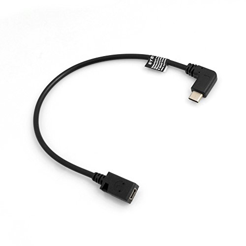 SYSTEM-S USB 3.1 typ C (hans) 90° vinkel till mini USB (kvinna) datakabel laddkabel adapter omvandlare kabel förlängning ca 27 cm