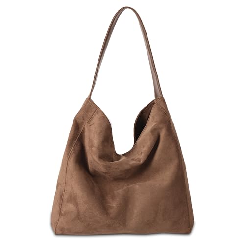 Gluckstar Handtasche Damen Groß, Künstliche Wildleder Tasche Damen,Shopper mit Magnetverschluss, Elegante Tasche für Frauen, Modische Schultertasche (Braun) Gluckstar Handtasche Damen Groß, Künstliche Wildleder Tasche Damen,Shopper mit Magnetverschluss, Elegante Tasche für Frauen, Modische Schultertasche (Braun)