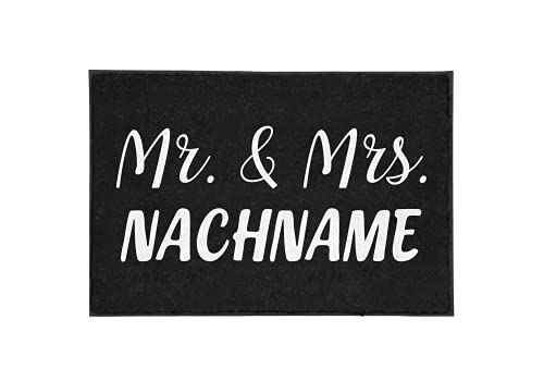 TASSENTICKER - Personalisierte Fußmatte Mr & Mrs.(Ihr Wunschname) innen & außen - waschbar -...