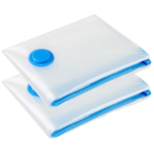 Vacuum Storage Bags - 2 Pack 100X130CM Extra Large Strong Space Saver Compression Bags - Reusable Vacuum Pack Bags Double Zip Seal Travel Vacuum Storage Bags for Clothes Duvets Quilts Bedding Pillows