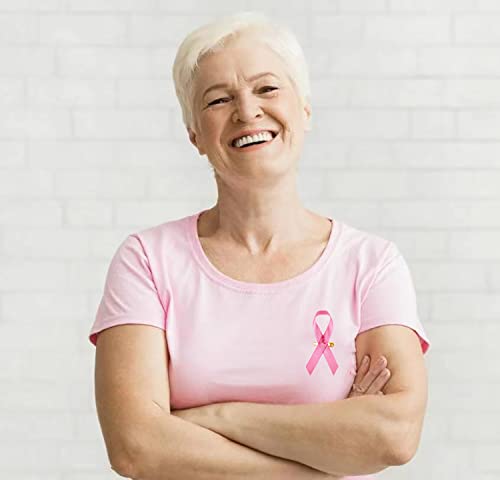 Image of 100 PCS Breast Cancer Pink Ribbon Pins Pink Ribbons Breast Cancer Awareness for Breast Cancer Awareness, Campaigns, Support Groups and Fundraisers Charity Event Survivor Campaign Party Favors Supplies