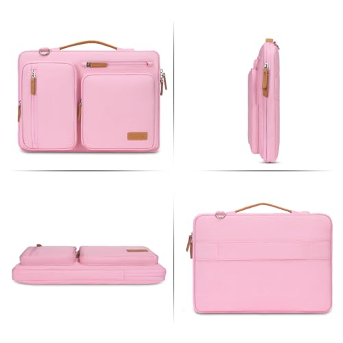 Image of MOSISO 360 Protective Laptop Shoulder Bag,15-15.6 inch Computer Bags Compatible with MacBook Pro 16 inch, HP, Dell, Lenovo, Asus Notebook,Side Open Messenger Bag with 4 Zipper Pockets, Pink