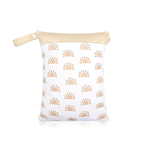 Image of GOGOSO Baby Cloth Diaper Wet Dry Bags Waterproof Reusable Diaper Bag with Two Zippered Pockets, Cloth Diaper Accessories for Summer Travel Beach