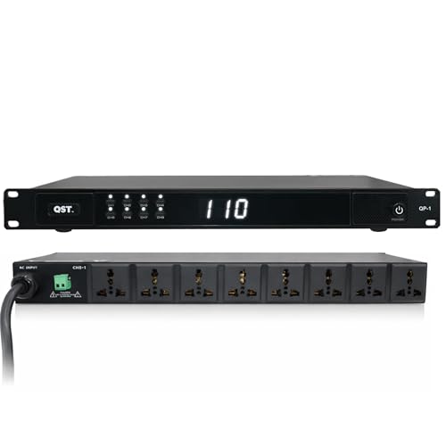 QST QP-1 1U Rackmount 8-Channel Power Sequencer Conditioner for Pro Audio, Home Theater, IT...