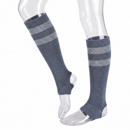 Image of Tipi Toe Women's Stirrup Yoga Socks, Lightweight Knee-High Leg Warmers, Open Heel Non-Slip Design. Ideal for Yoga & Dance