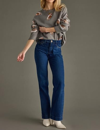 SeekMe Womens Game Day Sweater Football Sequin Casual Oversized 2025 Fall Outfits Trendy Crewneck Knit Pullover Tops4