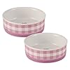 Bone Dry Ceramic Food Bowls, Non-Slip & Dishwasher Safe, Medium Set, 6×2 Pansy Check