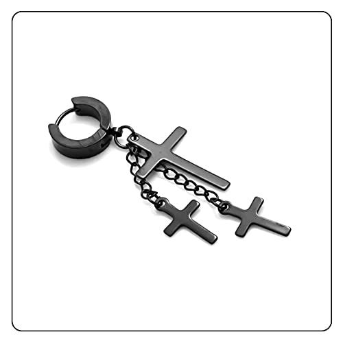 Punk Cross Drop Dangle Earrings Huggie Hinged Hoop Earrings,2PCS3