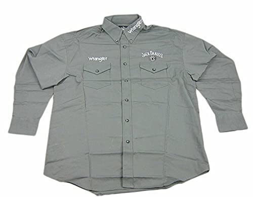 Men's Wranger Jack Daniel's Logo Button Up Long Sleeve Shirt (X-Large) Gray